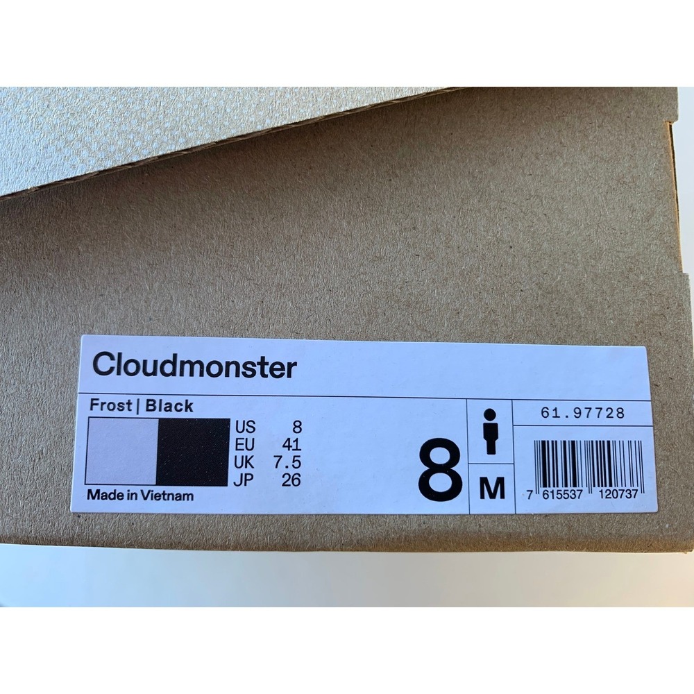 On‎ Cloudmonster Frost Black Men's Running Shoes Size 8 US - Picture 6 of 8